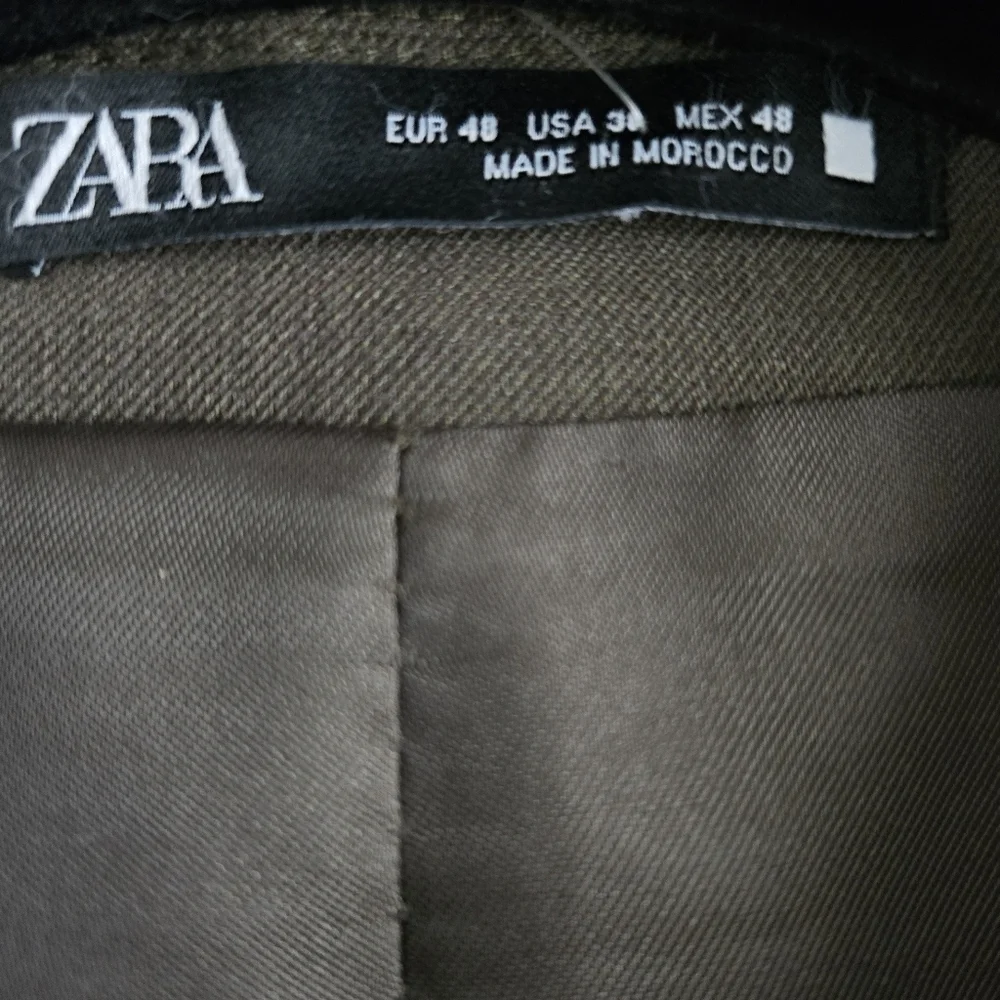 New Zara Textured Single Breasted Lapel Collar Moss Green Suit Blazer 38 NWOT